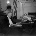 President Franklin D. Roosevelt alone in his White House study