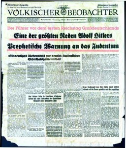 Volkish Beobachter:  Hitler's Prophecy speech 1-30-1939