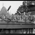 The victors of the Battle of the Philippine Sea aboard the USS <i>Lexington</i>. Courtesy of the National Archives