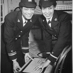 Lt. (jg) Harriet Ida Pickens and Ens. Frances Wills at Naval Reserve Midshipmen's School in Northampton, Massachusetts. 21 December 1944