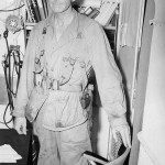 General Carlson aboard the <i>Nautilus</i> after the raid on Makin Island. Courtesy of the National Archives