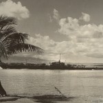 The USS <i>Nautilus</i> leaving Pearl Harbor. Gift of Jane Dickman Schlaht, 2011.124