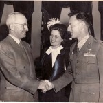 DeBlanc, alongside his wife, receiving the Medal of Honor from President Truman