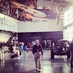 Craycraft on his 90th birthday walking among the warbirds hanging in the US Freedom Pavilion: The Boeing Center.