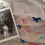 Photographs and an embroidered kerchief of Lauren's grandfather, Otto Toennies, from the St. Louis area. Toennies served in Australia and the Philippines in the First Cavalry Division during WWII.