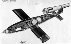 A cutaway schematic of the V-1 rocket, which was really an unmanned jet aircraft.