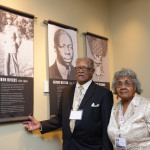 Brother of WWII Medal of Honor Recipient Ruben Rivers, Willie Rivers, stands with his wife Norma Rivers at Ruben's feature in the Museum's special exhibit.