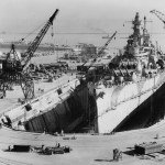 The USS Iowa in dry dock in San Francisco, 