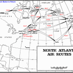 A period map of the routes used to transport by air in WWII. From Wikimedia Commons.